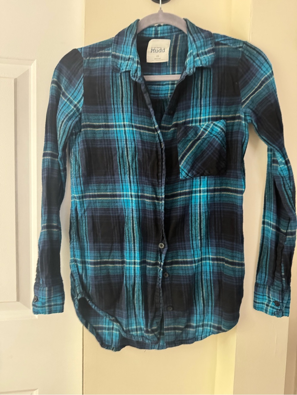 Mudd Teal & Black Plaid Flannel Shirt